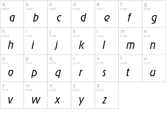 RevelLight Italic lowercase a-z preview