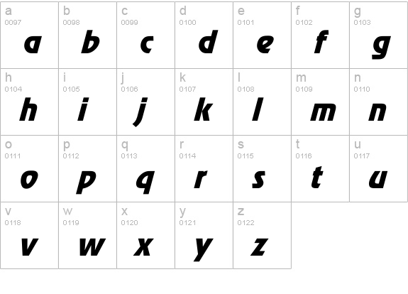 Revue Italic lowercase a-z preview