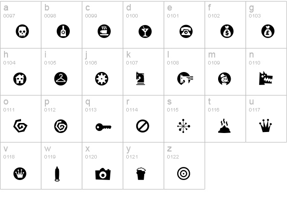 RiansDingbats-Four lowercase a-z preview