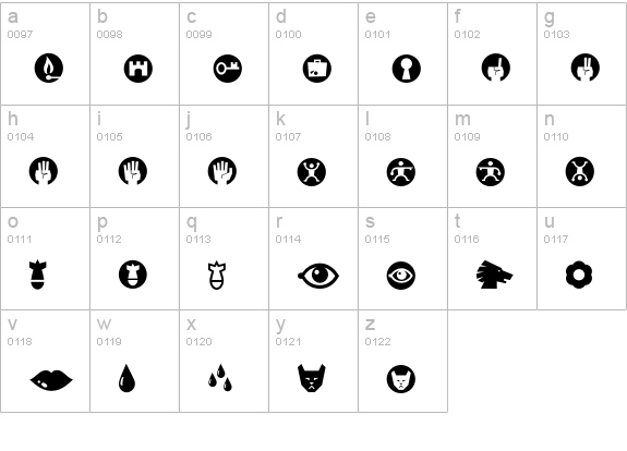 RiansDingbats-Two lowercase a-z preview