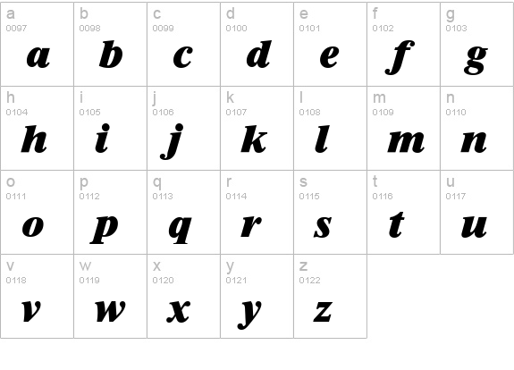 RiccioneSerial-Heavy-Italic lowercase a-z preview