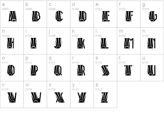 Rio Art Deco lowercase a-z preview