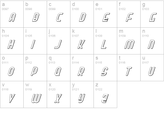 Ro'Ki'Kier Shadow Italic lowercase a-z preview