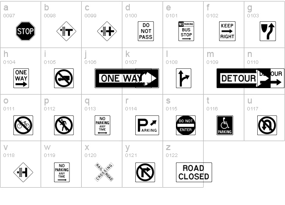 RoadSign lowercase a-z preview