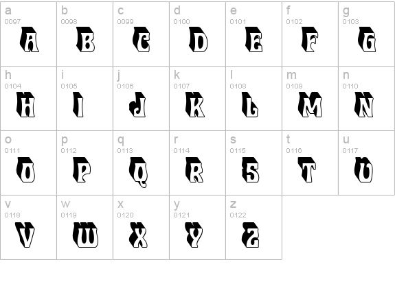 Roberta Raised Shadow lowercase a-z preview