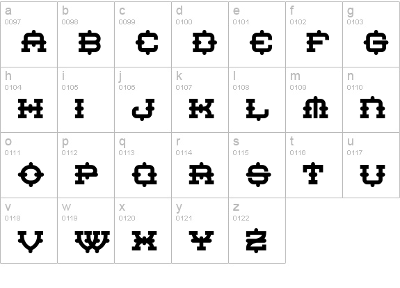 Robot Monster NF lowercase a-z preview