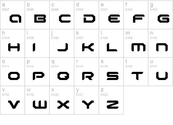 Robotaur Expanded lowercase a-z preview