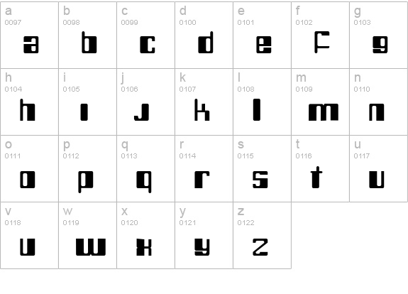 Robotic Monkey 1 lowercase a-z preview