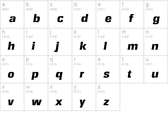 RochesterSerial-Heavy-Italic lowercase a-z preview