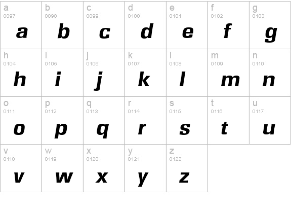 RochesterSerial-Xbold-Italic lowercase a-z preview