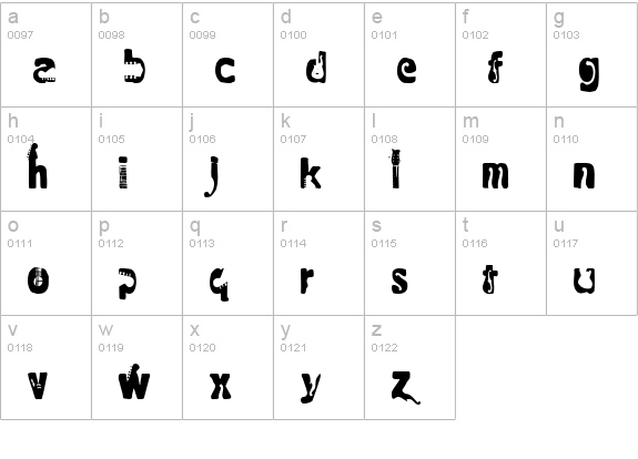 Rock electric lowercase a-z preview