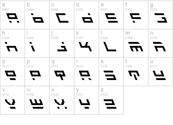 Rocket Type Leftalic lowercase a-z preview