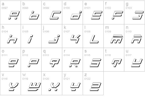 Rocket Type Shadow Italic lowercase a-z preview