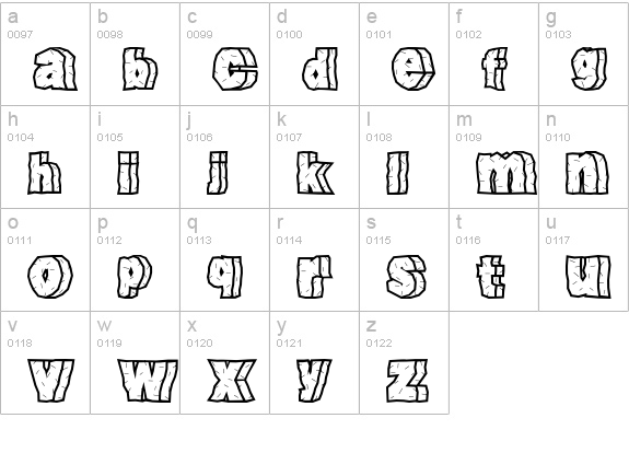 RockFont lowercase a-z preview