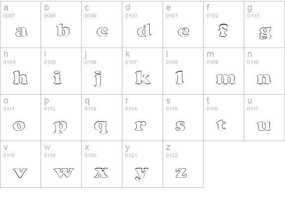 Rockletter Transparent lowercase a-z preview