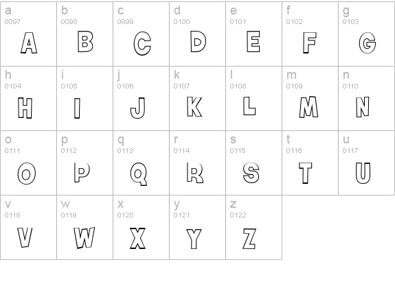 Roller World BTN Bold Out lowercase a-z preview