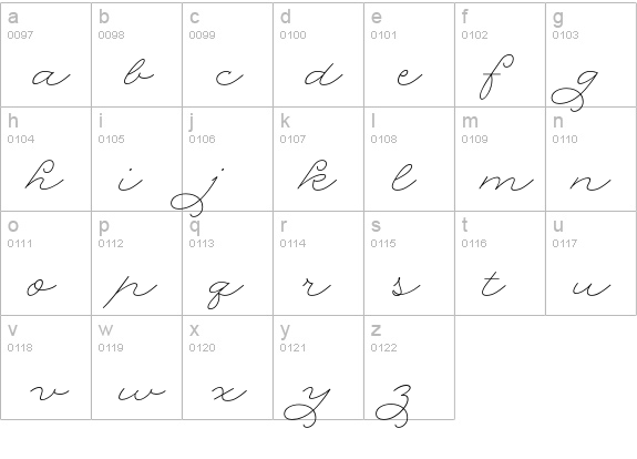 Rolling Pen Curly lowercase a-z preview