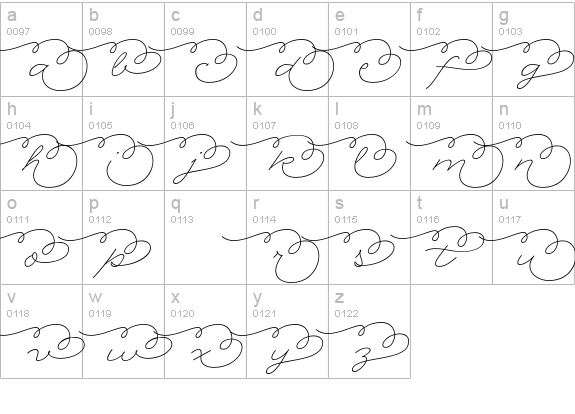 Rolling Pen Extras lowercase a-z preview