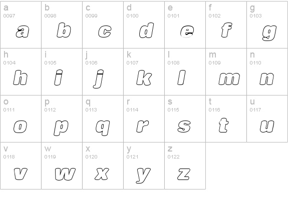 RollingOutline Italic lowercase a-z preview