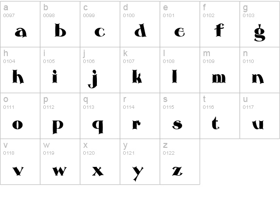 Roman Holiday Extra Bold lowercase a-z preview