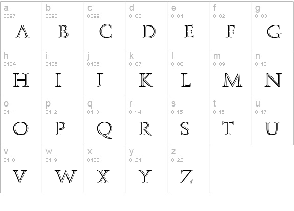 RomanStonecut lowercase a-z preview