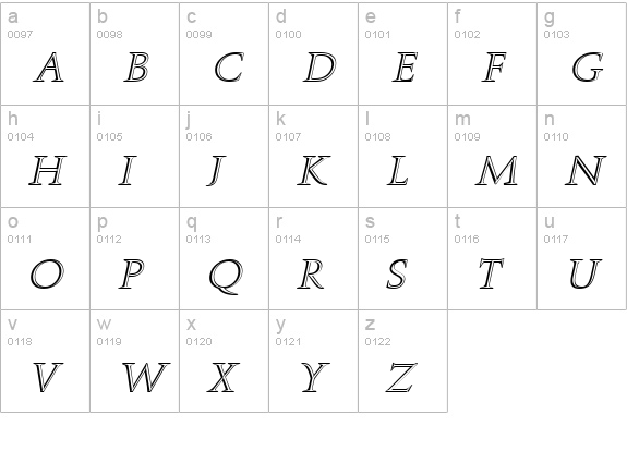 RomanStonecut Italic lowercase a-z preview