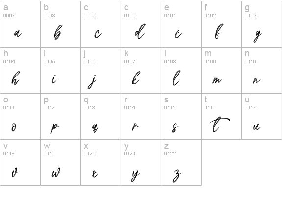 Romantic Story lowercase a-z preview