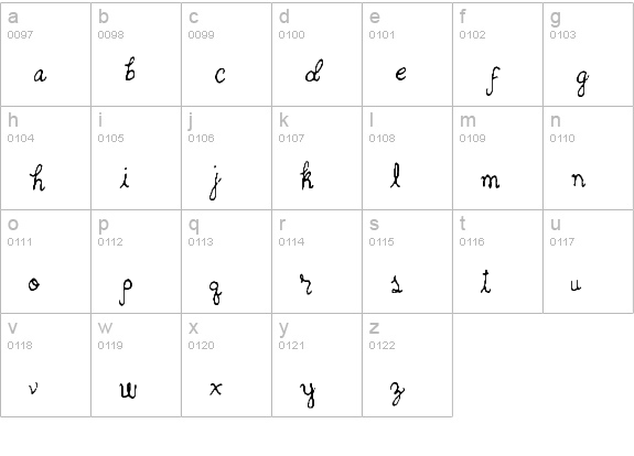 Romantique lowercase a-z preview