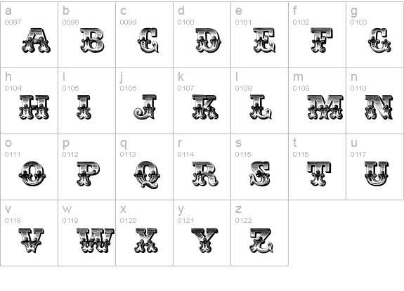 Romantiques lowercase a-z preview