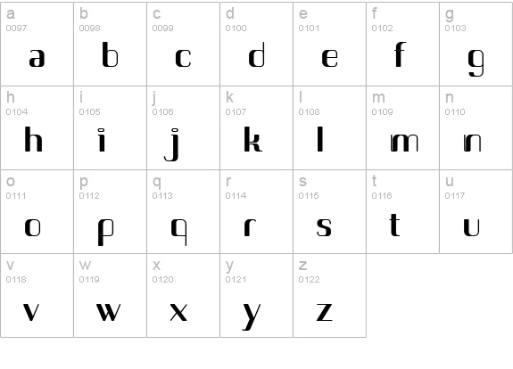 RomeroBold lowercase a-z preview