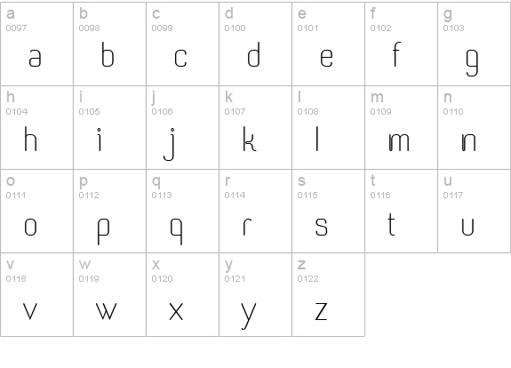 RomeroLight lowercase a-z preview