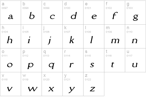 Rory Wide Italic lowercase a-z preview