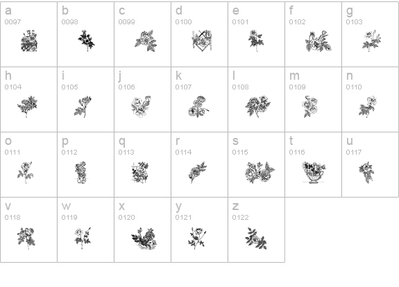 Rose lowercase a-z preview