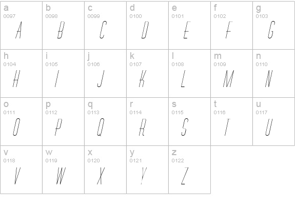 RoselleCapsSSK Italic lowercase a-z preview