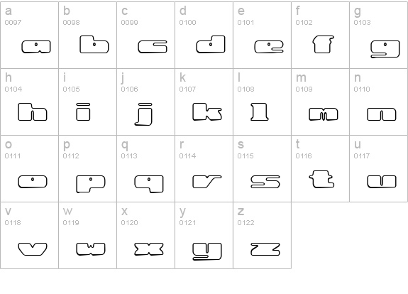 Rotund Outline BRK lowercase a-z preview