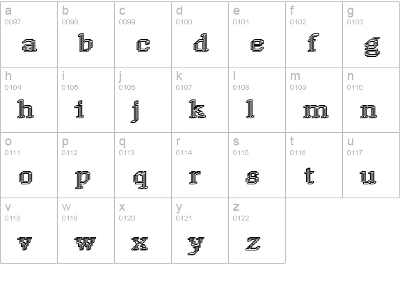 Rough14-Bold lowercase a-z preview