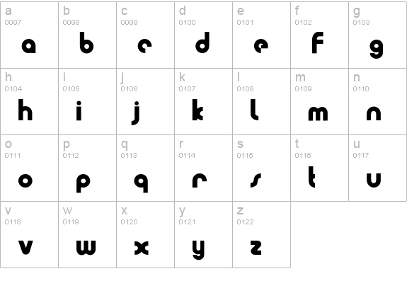 Roundabout lowercase a-z preview