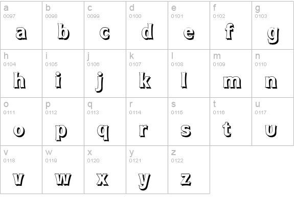 RoundestShadow-Bold lowercase a-z preview