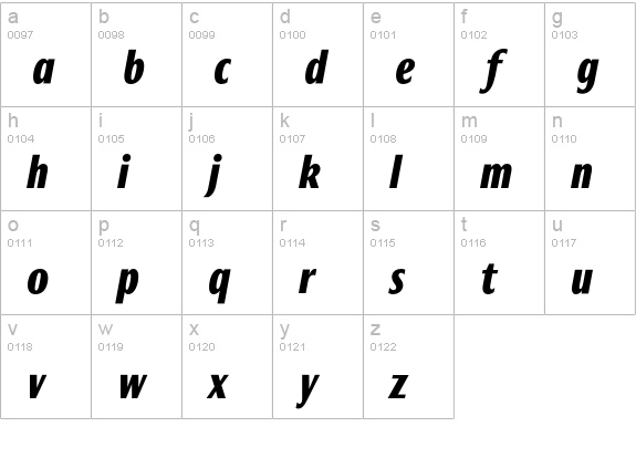 Roxy-BlackItalic lowercase a-z preview