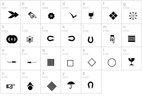 RSBillsDingbats lowercase a-z preview