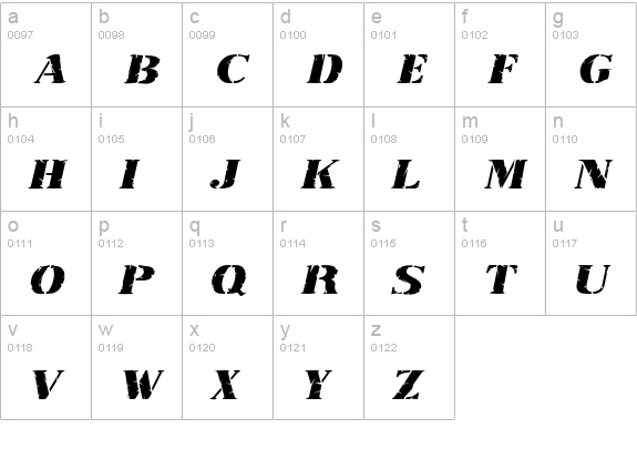 RubberStampExtended Italic lowercase a-z preview