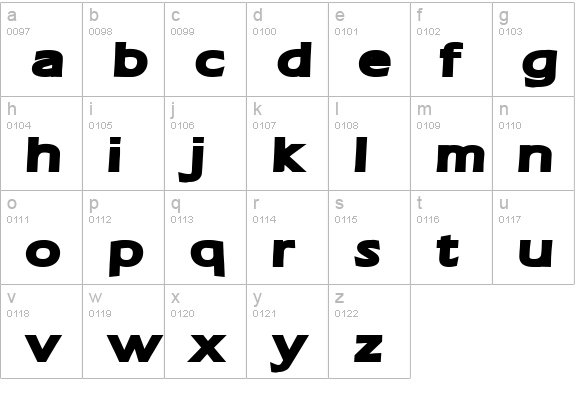 Ruffian bold lowercase a-z preview