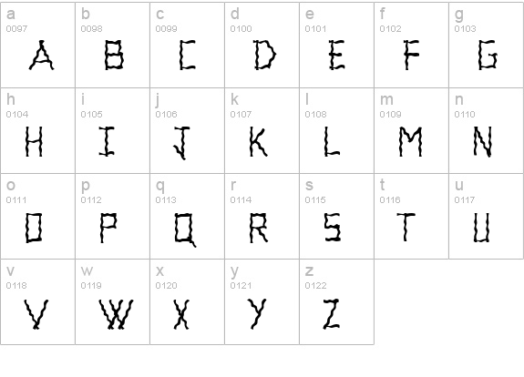 Rumpled lowercase a-z preview