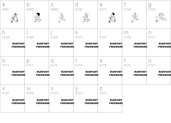 RUNFONT lowercase a-z preview