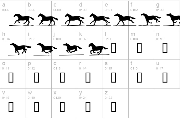 RunningHorses lowercase a-z preview