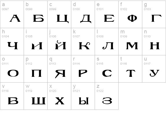 RusskijModern Regular lowercase a-z preview