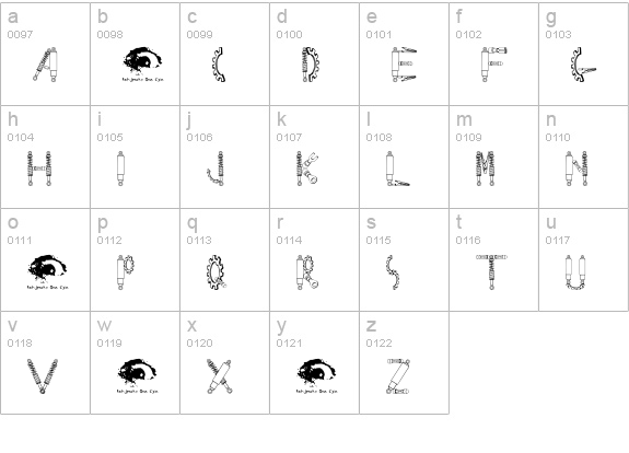 Rusted MachineSW lowercase a-z preview