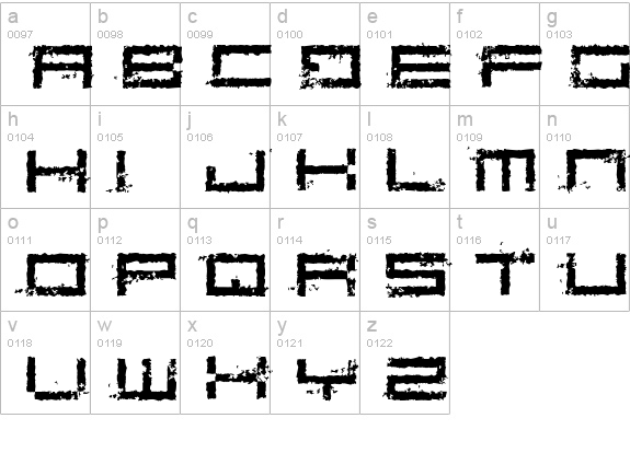 Rusting Robotica lowercase a-z preview