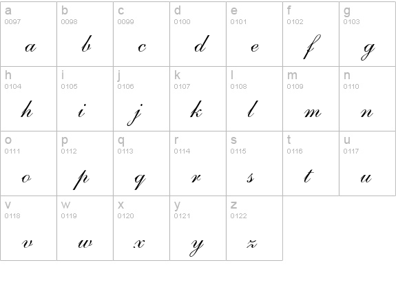 S721-Script-One-Regular lowercase a-z preview