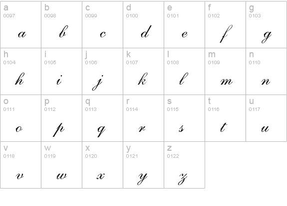 S721-Script-Three-Regular lowercase a-z preview